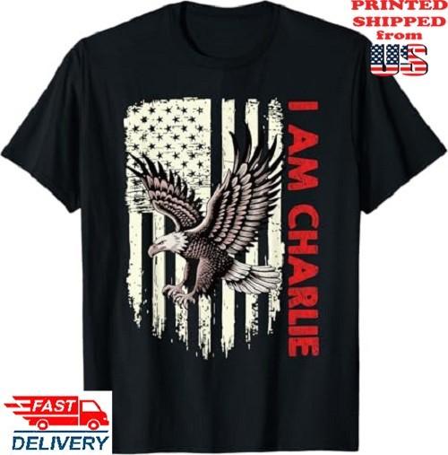 I am Charlie Name Personalized Eagle American Flag Freedom T-Shirt, Unisex Tee Unisex T-Shirt S