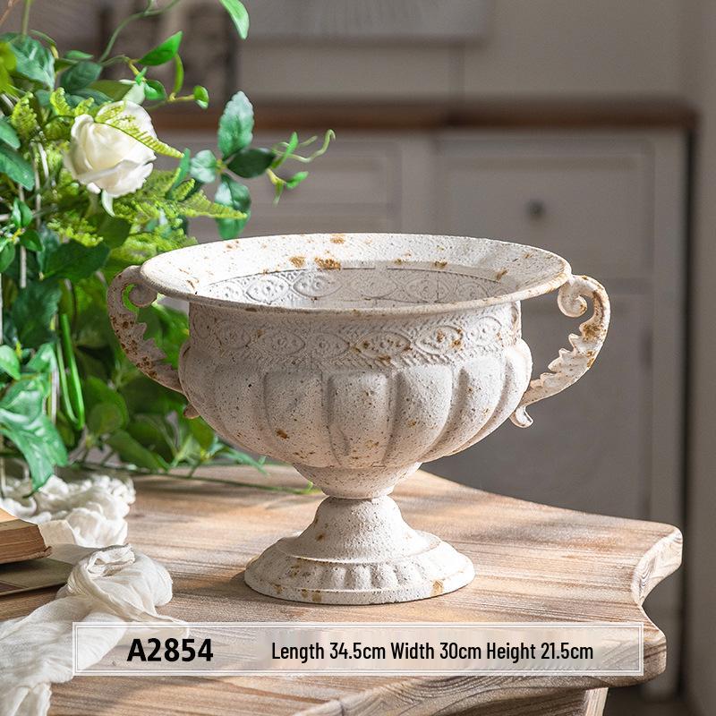 French Vintage Iron Art Dried Flower Vase Decorative Ornament - Romantic Trophy Design