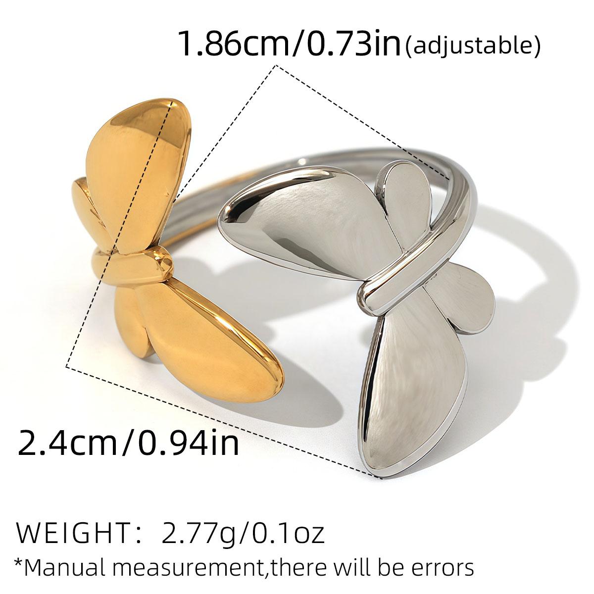 

Stainless Steel Butterfly Design Rings For Women 18K Gold Plated Waterproof Quality Zircon For Daily Wear Vacation Seaside Etc resizable