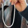 Modernlike 14k GF Silver Oval Freshwater Pearl Necklace 5mm