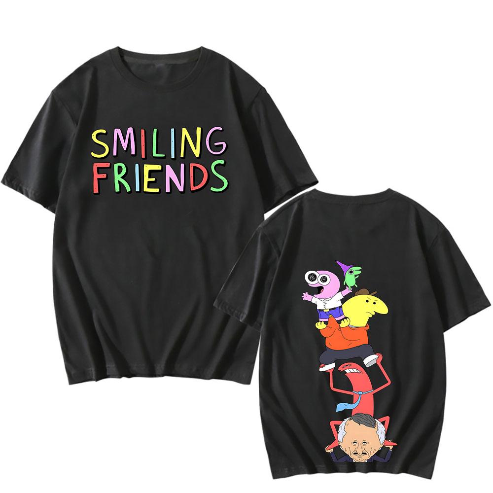 

Smiling Friends Cartoon Print Tshirts O-neck Fashion Anime Graphic T-shirt Short Sleeve Cotton Men Women Tees Loose Streetwear XXL