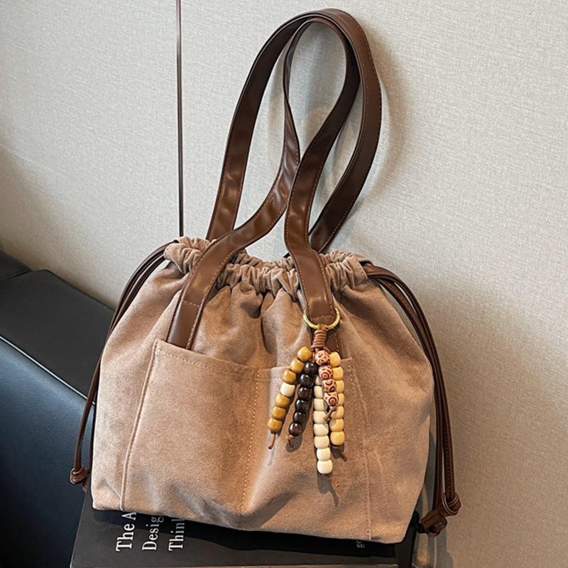 Autumn New Large-capacity Shoulder Bag Lazy Commuter Bag Women's Simple Hand-tote Bag Drawstring Drawstring Bag