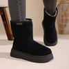 Women's Large Size Thick Sole Winter Warm Fur One Snow Boots Thickened Lined Ankle Boots Non-slip Hiking Sports Cotton Boots