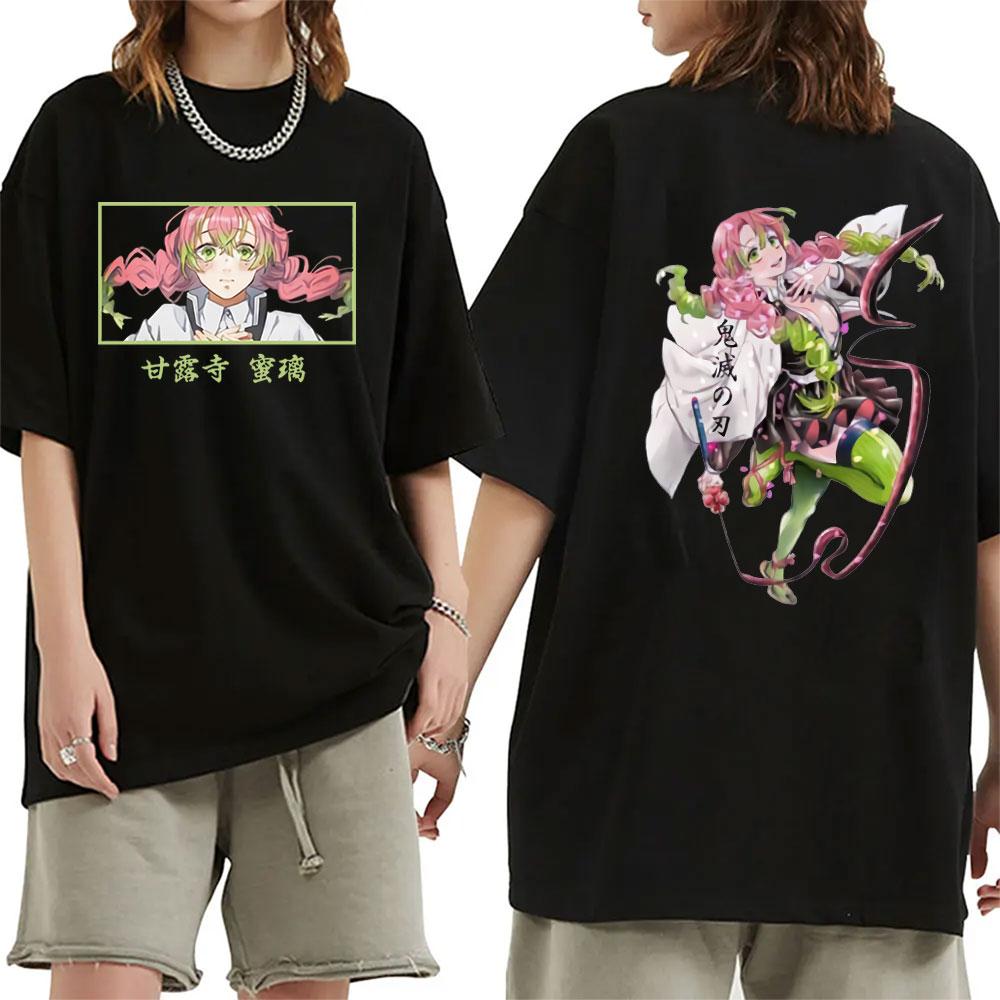 Anime Demon Slayer Kanroji Mitsuri T Shirt Kimetsu No Yaiba Aesthetic Clothing T-shirts Unisex Fashion Oversized Cotton T-shirt