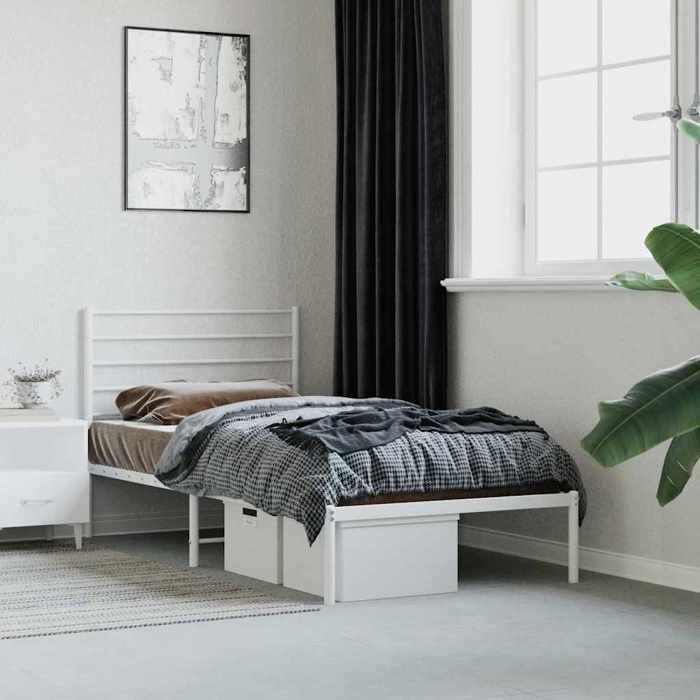 VidaXL Metal Bed Frame with White Headboard 80x200 Cm 352359