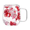 Mug en Verre à Double Paroi avec Intérieur Floral Isolé Résistant à la Chaleur Mug à Thé Latte 250ml Mignonne Tasse à Café pour Boissons Chaudes et Froides