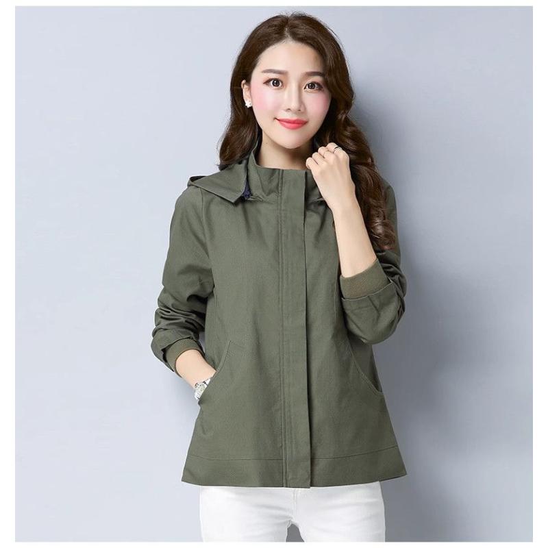Zippered Cardigan Long-sleeved Windbreaker Versatile Coat Hooded Loose Casual Jacket Top