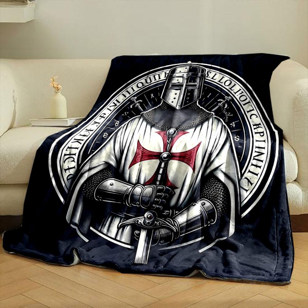 Crusader Knight Blanket Printed Blanket for Living Room Bed Couch Lunch Break Soft Cozy Blanket for Friend's Festival Gift