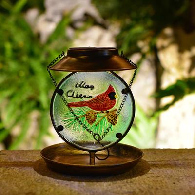Solar Bird Feeder Decorative Night Light Bird Feeder Waterproof Solar Powered Garden Bird Feeder for Outside Yard Patio
