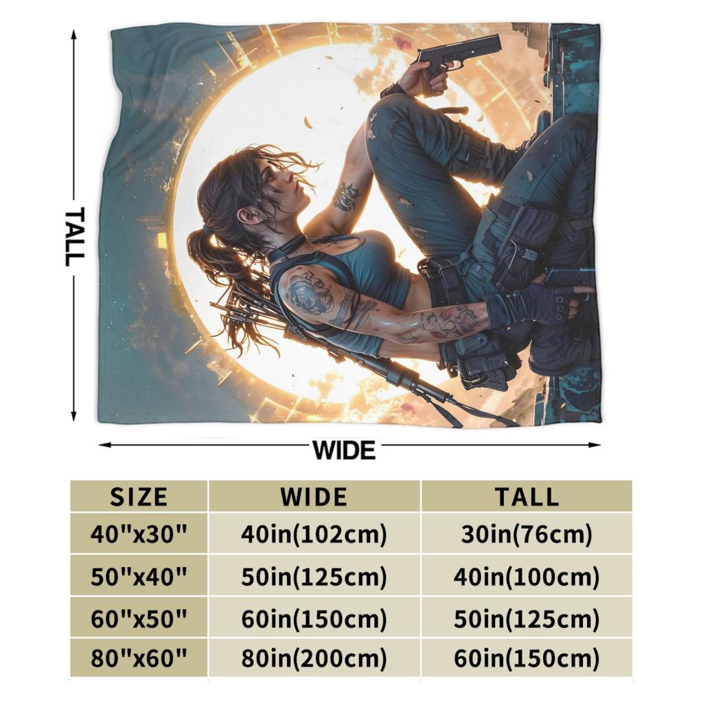 Tomb-Raider Lara Croft Blanket Cover Fleece Survival Video Game Warm Throw Blanket for Sofa Couch Quilt Multi-function