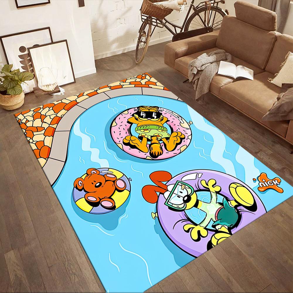 Garfield On Stage Square rugs are a great choice for living rooms, bedrooms, home décor, and as gifts