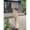 Kumikumi Casual Lazy Set Design off-the-Shoulder Loose Shirts Women Summer High Waist Mopping Pants Two-piece Set