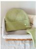 High quality% Australian wool solid color hat scarf gloves three-piece winter warm knitted suit women