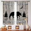 Rustic Bear Curtain  Farmhouse Cabin Country Wild Animal Vintage Wooden Board Forest Printed Bedroom Living Room Kitchen Window