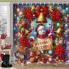 Weihnachtsbaum Schneemann Druck Duschvorhang Badezimmer Duschvorhang Mit 12 Haken Badezimmer Heimdekoration und Zubehör