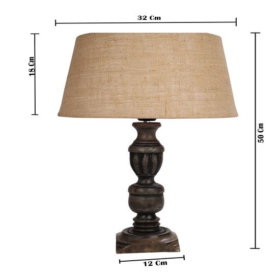 Set of 2 Wooden Table Lamps 50 Cm for Living Room Bedside with Fabric Shade Night Lamp for Bedroom, Study Home Decor E27 Bulb Holder
