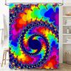 Brightly Colored Swirl Shower Curtain for Bathroom Decoration Multicolor Floral Pattern Waterproof Fabric Bath Mat Cover with Ho