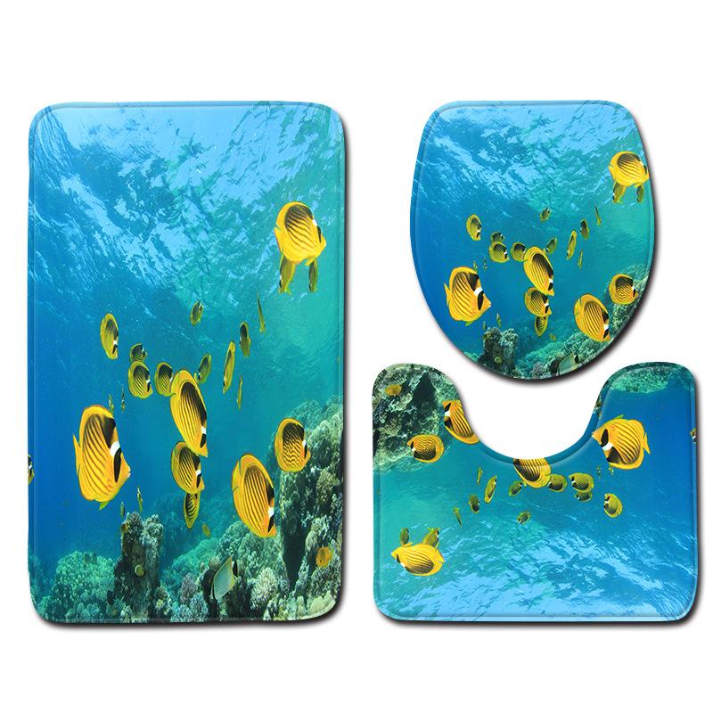 Podložka do koupelny Podmořský svět Toaleta Třídílná 3D Koupelnová podložka