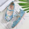 Elsa Princess Sandals For Girls Glitter Flat Shoes Baby Crystal Snowflake Elza Shoes Halloween Dancing Party Accessories