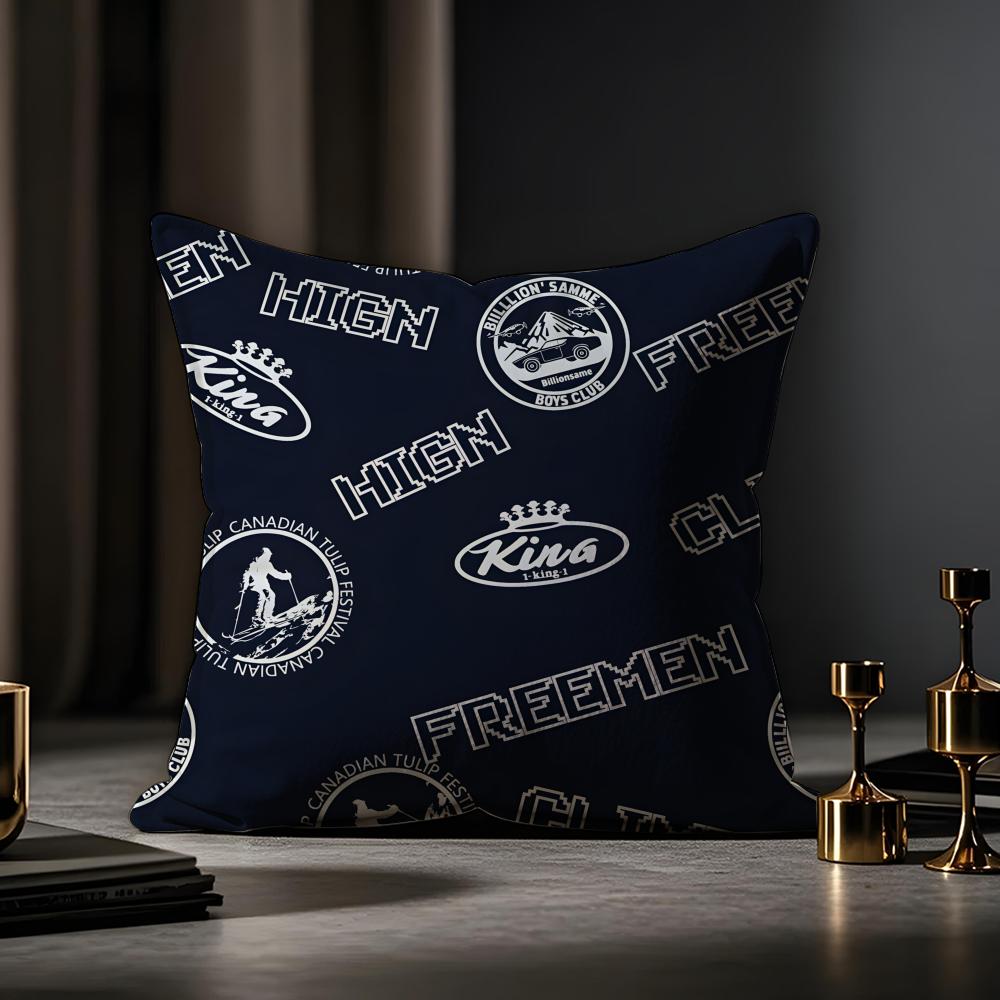 Alphabet Texture Cushion Cover Anti-dustmite Pillowcase Invisible Zipper Silky Short Plush Sofa Cushion Cover