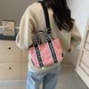 Alphabet Canvas Bag Student Wear Book Japanese College Style Bag Girls Color Matching Large Capacity Class Commuter Shoulder Bag