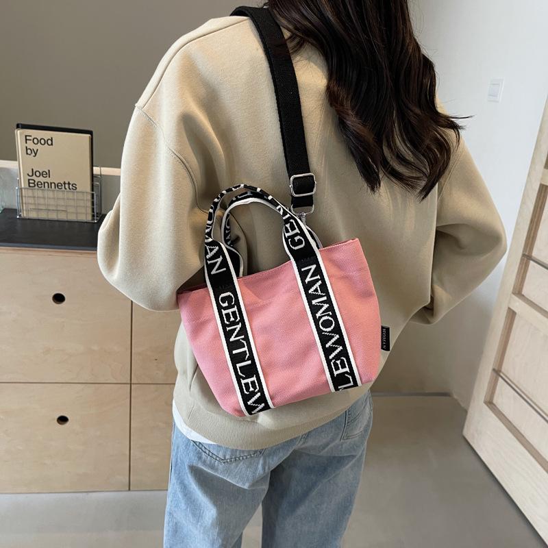 Alphabet Canvas Bag Student Wear Book Japanese College Style Bag Girls Color Matching Large Capacity Class Commuter Shoulder Bag