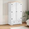 Vidaxl Corona Wardrobe, White, 102X52X186 Cm, Solid Pine Wood