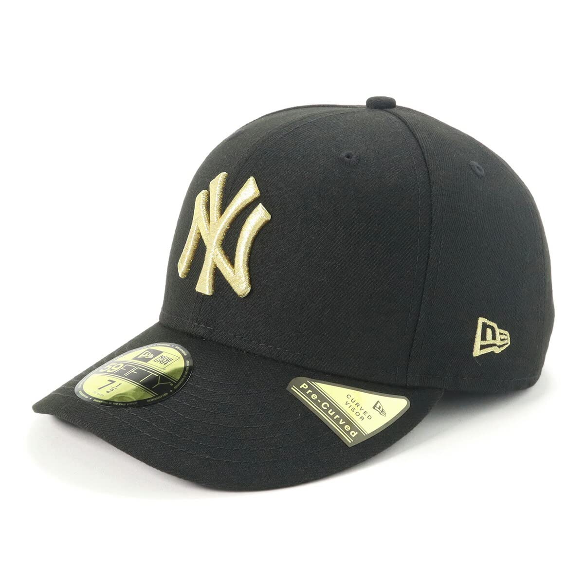 

New Era MLB 59FIFTY NY Size 7 NEYYAN 25J Pre-Curved Cap, Black/Gold, 3/8, PC5950, BLK, MGLD,