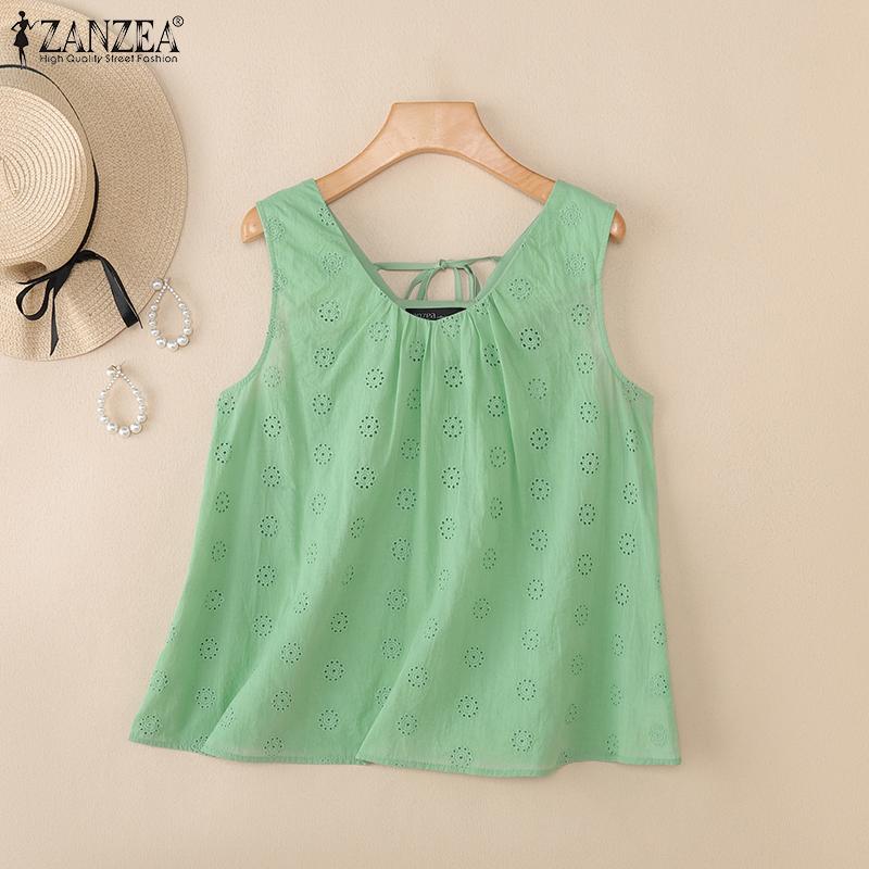 ZANZEA Damen Sommer Casual V-Ausschnitt Ärmellose Tanktops