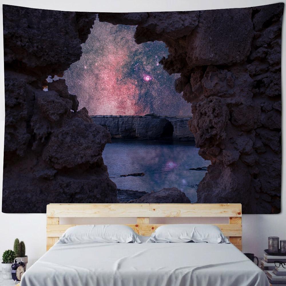 Aesthetic Tapestry Bohemian Hippie Starry Sky Sea View Home Art Decoration Blanket Living Room Background Wall Hanging Cloth