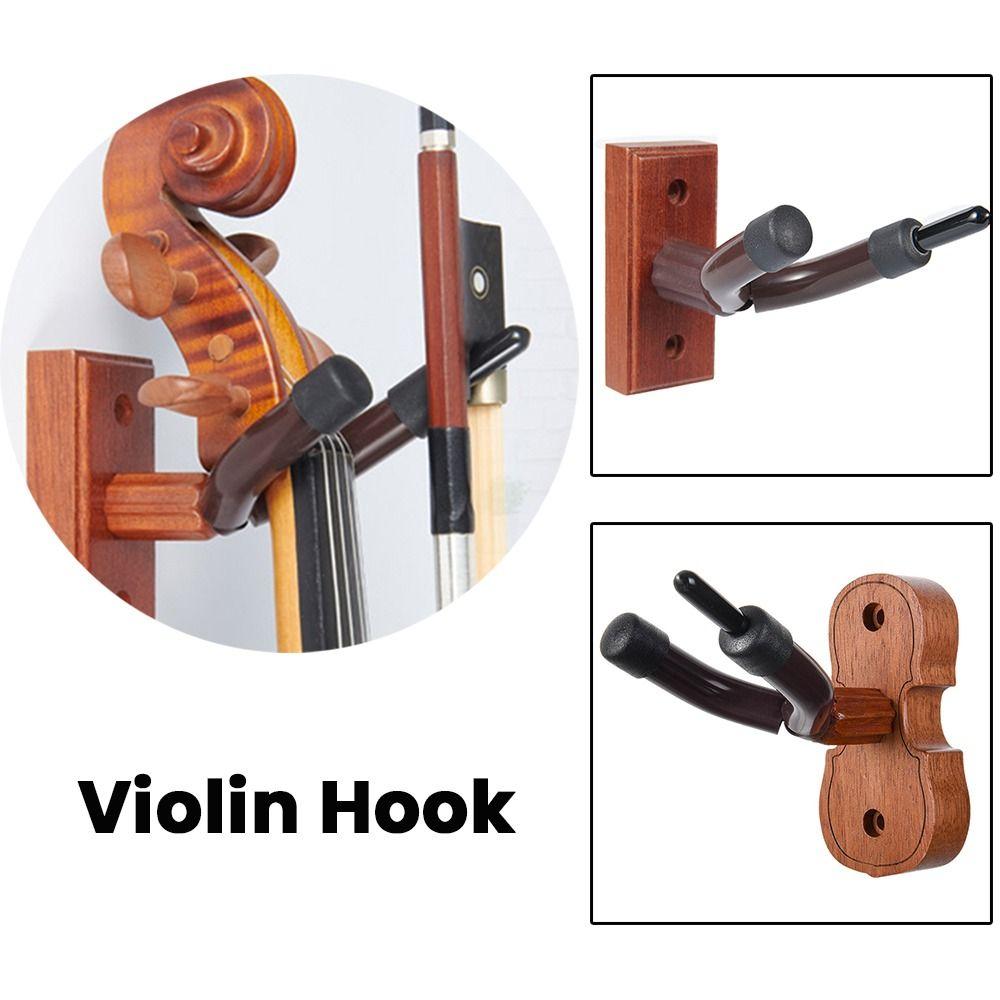 High Quality Wood Base Violin Hanger Hook Wall Mount Non-slip Violin/Viola Stand with Bow Hook Violin Hanger Violin/Viola