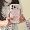 Cute Kawaii Pink Plaid Teddy Bear Phone Case For iPhone 16 15 14 13 Glitter Chandelier Print Protective Cover for Girls