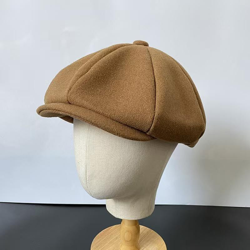 British Retro Big Size Wool Newsboy Caps Men Herringbone Flat Caps Women Man Painters Hat Soft Autumn Winter Hats Octagonal Cap