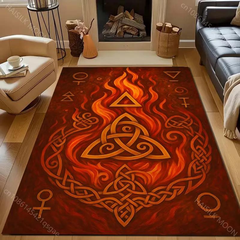 1PC Celtic Runes and Flames Pattern Carpet Bedroom Living Room Bedside Sofa Floor Mat Modern Home Decor Area Rug Large Size GIFT