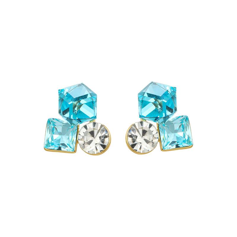 Retro Cubic Crystal Earrings Minimalist Fashion Temperament Niche Exquisite Light Luxury Versatile Earrings