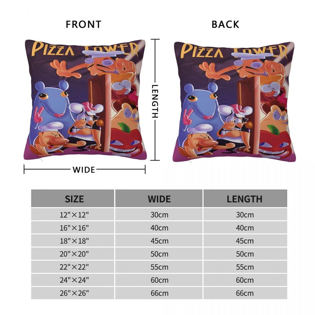 Pizza Tower Game Lover Pillowcase Accessories Soft Cushion Cover Throw Pillow Cover Sofa Decorations Square Multi Size