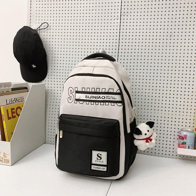 Schoolbag New High School Students Large Capacity Korean Version Versatile Backpack Japanese College Style Contrast Color Lightweight Burden Reduction