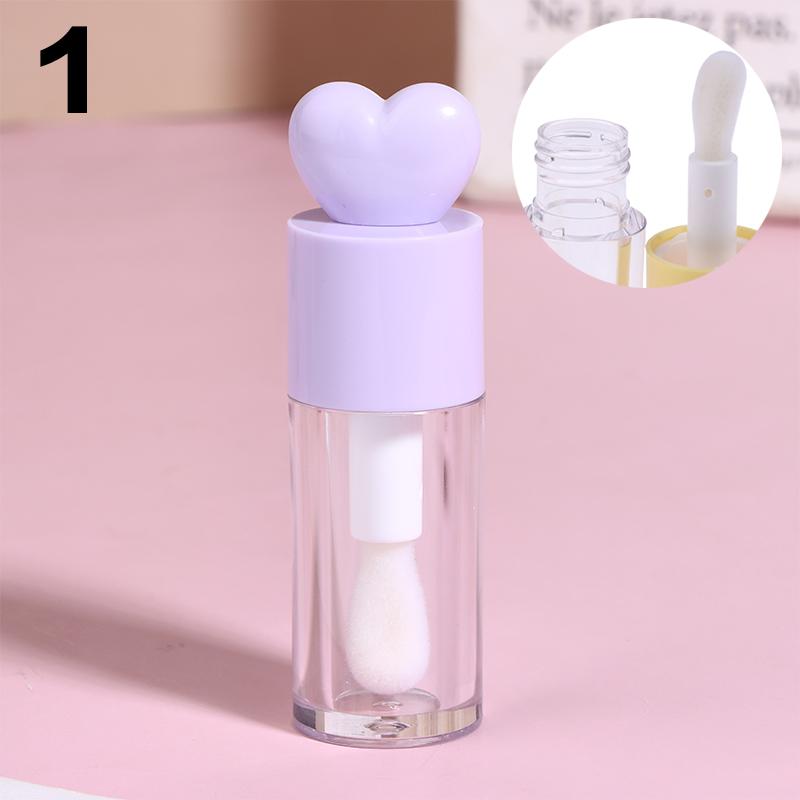 Tubes de Gloss Mignons en Forme de Cœur Transparents Rechargeables 4ml Contenants Cylindriques avec Applicateur Baguette pour Baume à Lèvres et Gloss DIY
