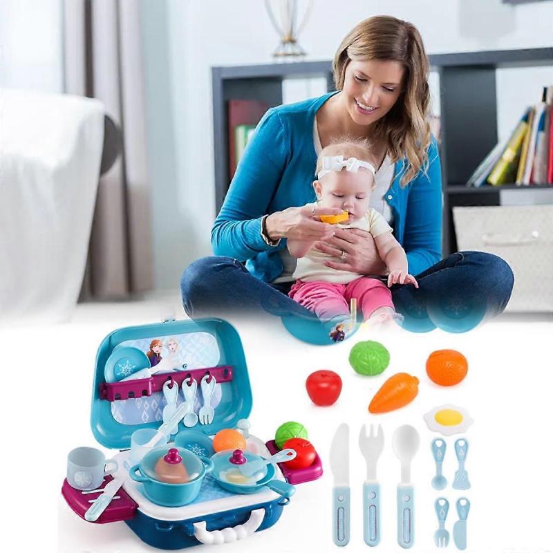 Frozen Princess Backpack Pretend To Play with Kitchen Utensils Tools Children's Toys