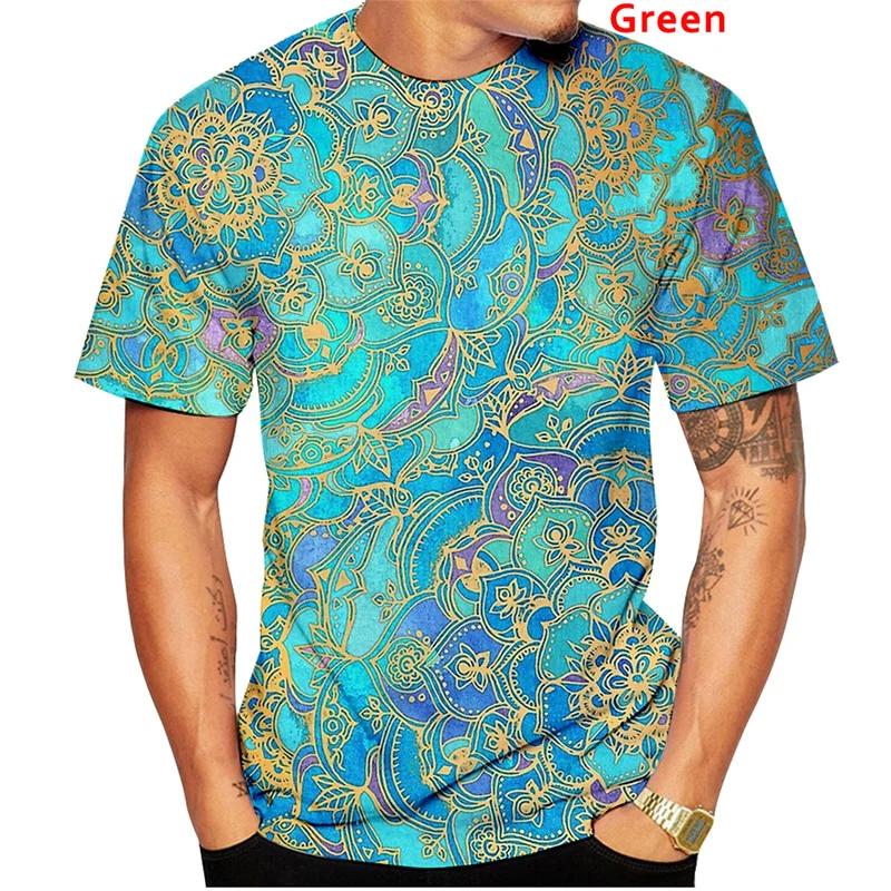 

New Harajuku 3D Print Persia And India Paisley Pattern T Shirt For Men Hinduism Spiritual Totem Graphic Tee Shirts T-shirts Tops 6XL