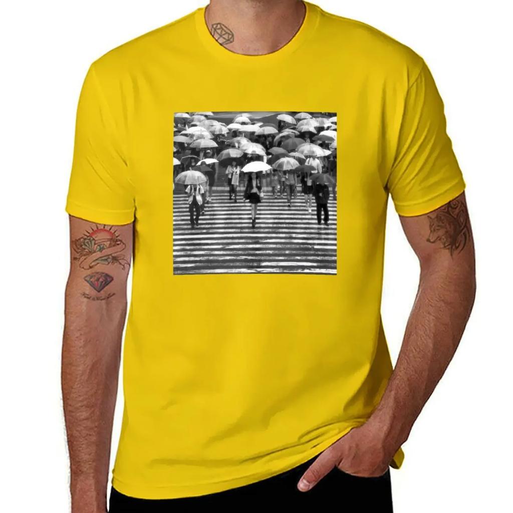 Rainy Day Shibuya TShirt anime tshirt graphic t shirts Short sleeve tee plain black t shirts men