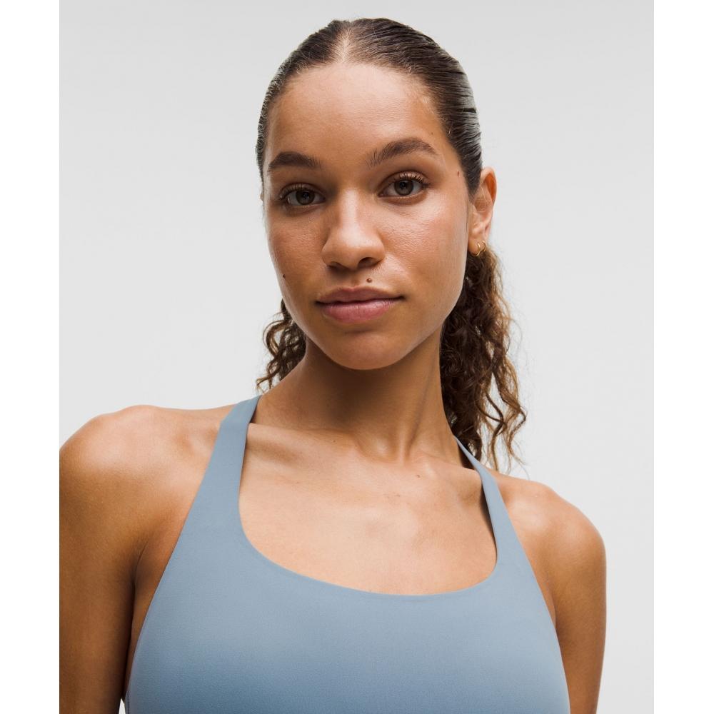 Lululemon Everlux Strappy BaCk Sports Bra  Medium Support  B C Cup Steel Blue