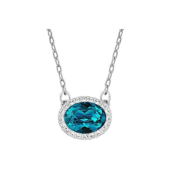 Swarovski Minimalist Oval Blue Crystal Pendant Necklace Women necklace 5159175 Blue,F