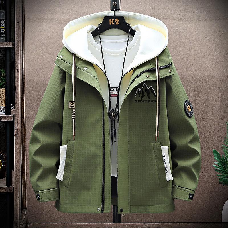 Spring and Autumn Holiday Two-piece Jacket Men's Hooded Hong Kong Style Jacket Men's Youth Korean Style Trendy Student Thickened Jacket