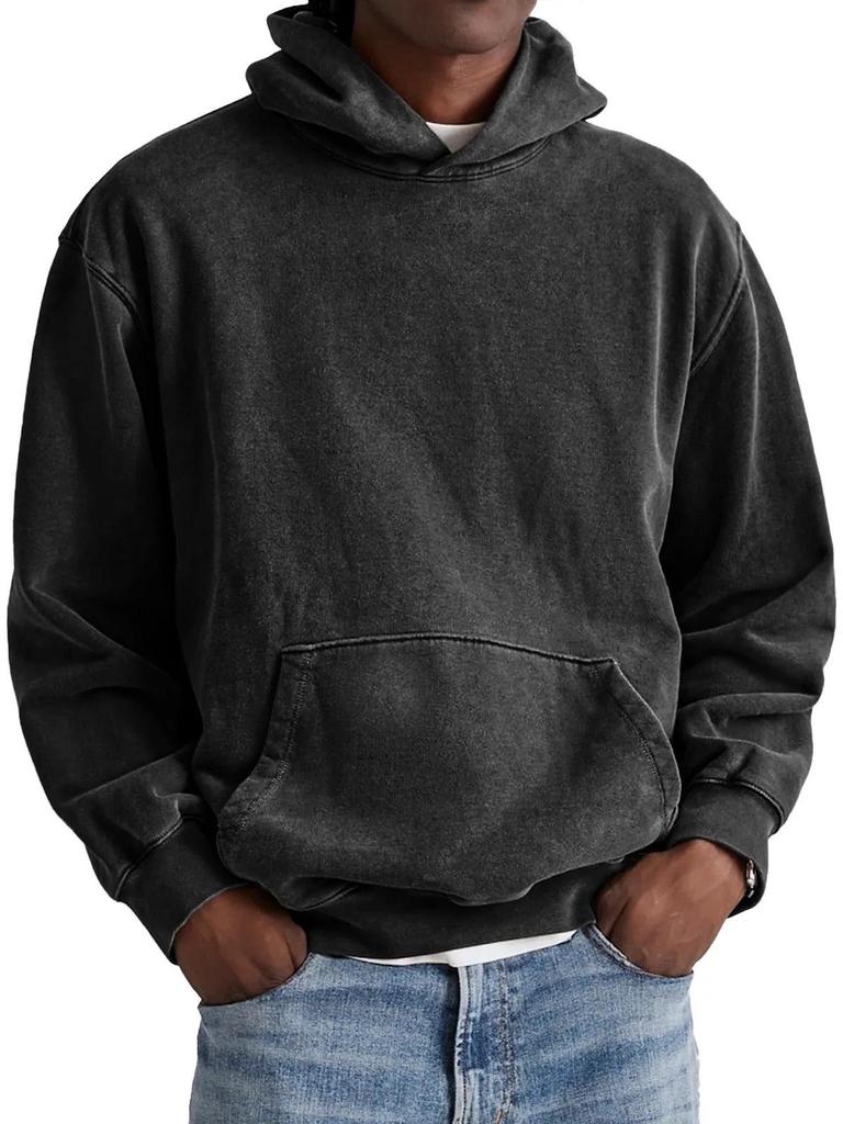 2025 Men's Retro Washed Cotton Hooded Pullover for Autumn/Winter