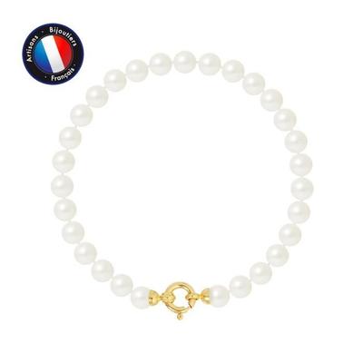 Armband - - 6-7 mm Süßwasser-Zuchtperlen - 9 Karat Gelbgold - AAA+ Qualität - Damen
