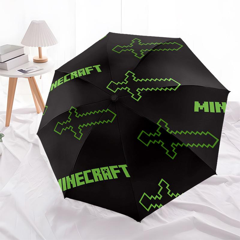 1pc Minecraft Swords Circular Design Umbrella with Plastic Handle,Compact & Stylish,Cartoon Pattern,Outdoor UmbrellaPT390
