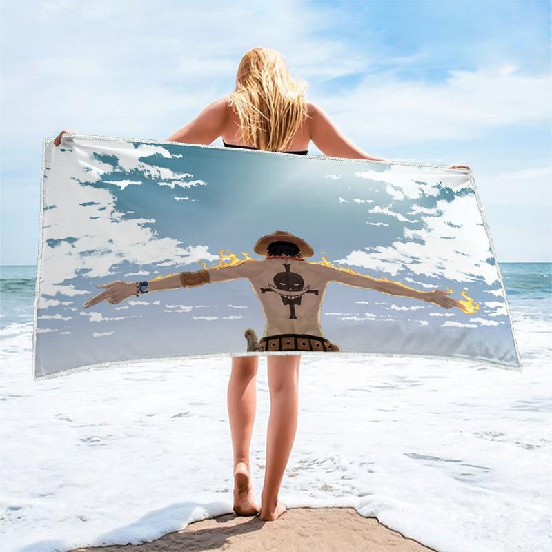 Anime Character Printed Square Microfiber Beach Towel Quick Dry Bath Towel For Shower Swimming