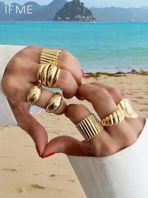 8-teiliges Set aus übertriebenen, sexy, unregelmäßigen, geometrischen, glatten, glänzenden, modischen und personalisierten Ringsets