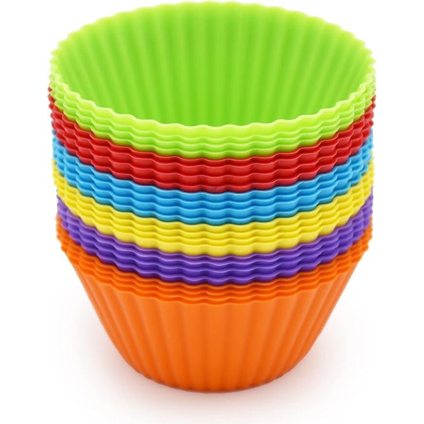 24 Pack Reusable Silicone Cake Molds Non-Stick Baking Cups, Kengege® Multicolor Mini Soap Mold, 7x4.3x3.5cm